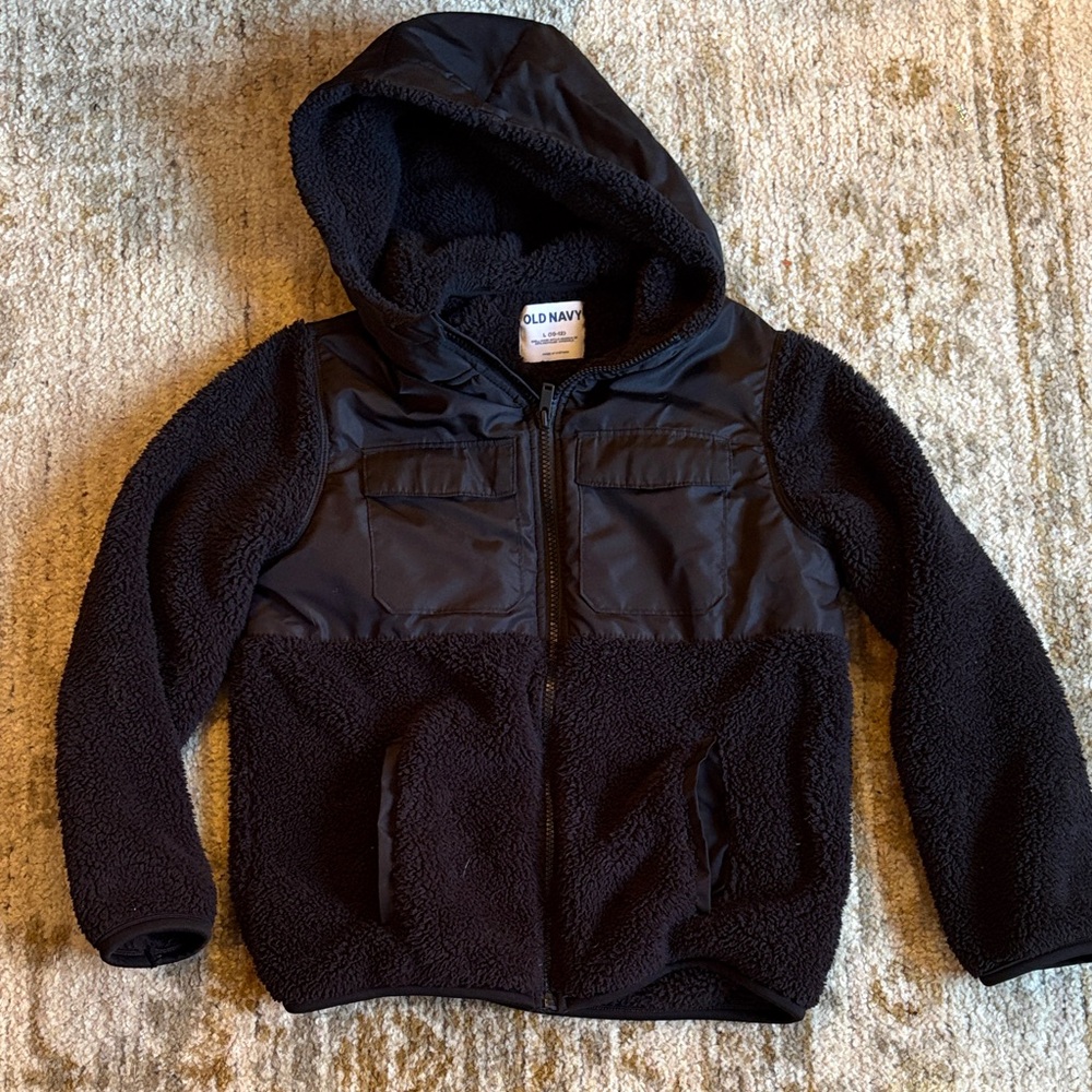Old Navy Black Hooded Fleece Jacket